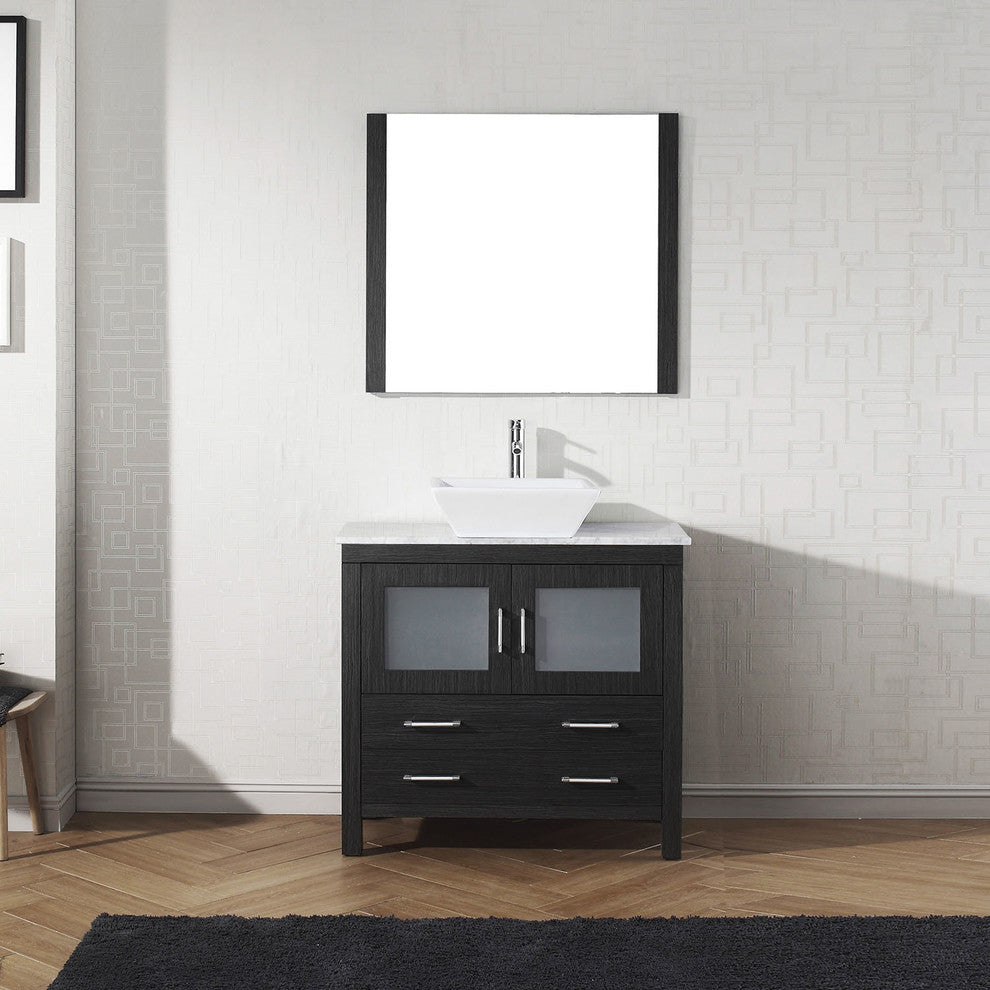 Dior 32" Single Bathroom Vanity, Zebra Gray, Marble, Brushed Nickel Faucet