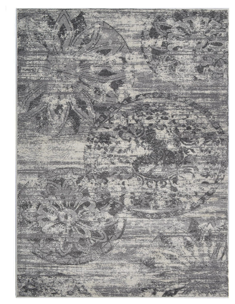 MACHINE MADE HEATSET POLYPROPYLENE AREA RUGS -Silver Ivory,Contemporary Design, [Rectangle] 4'x6'
