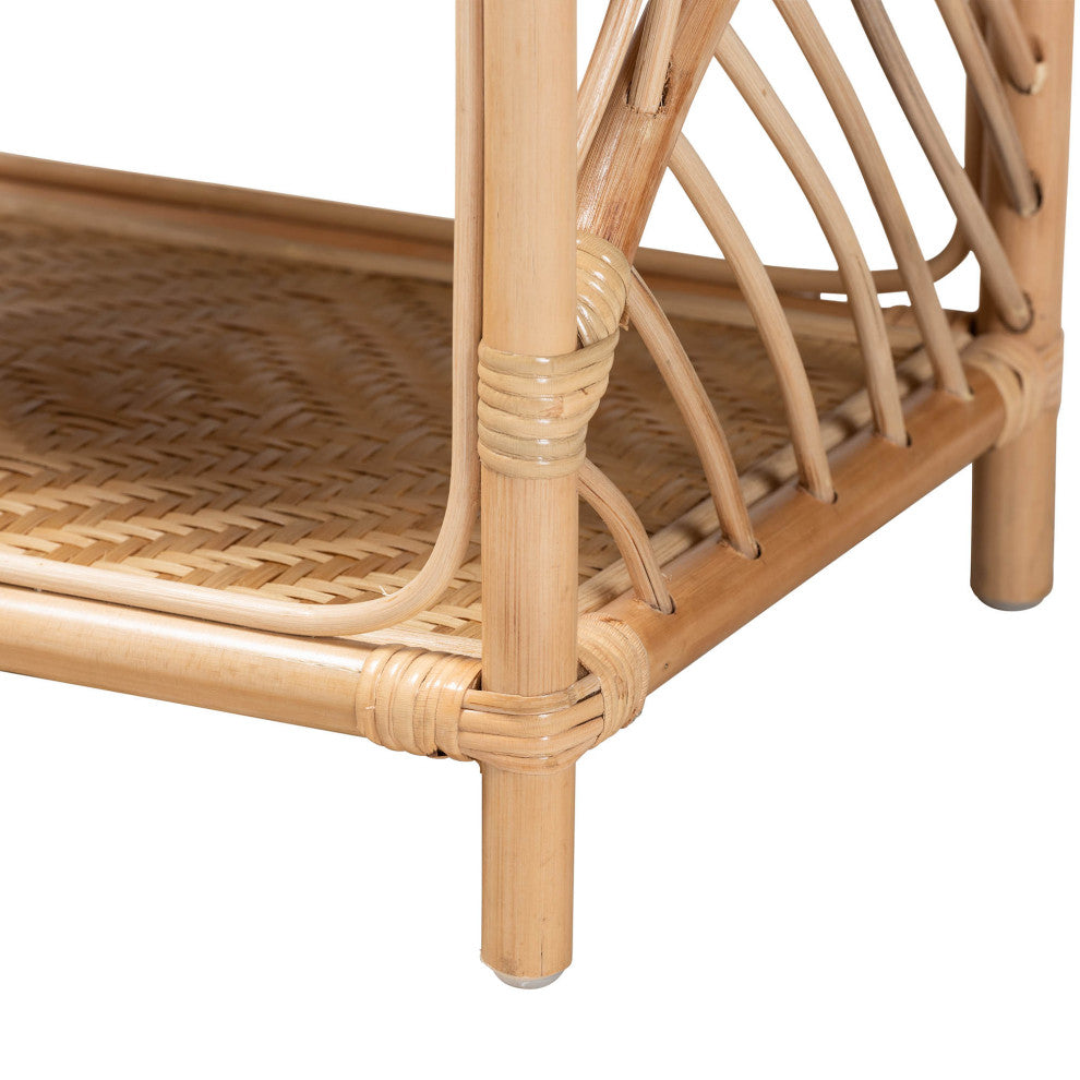 Modern Bohemian Natural Brown Rattan Nightstand