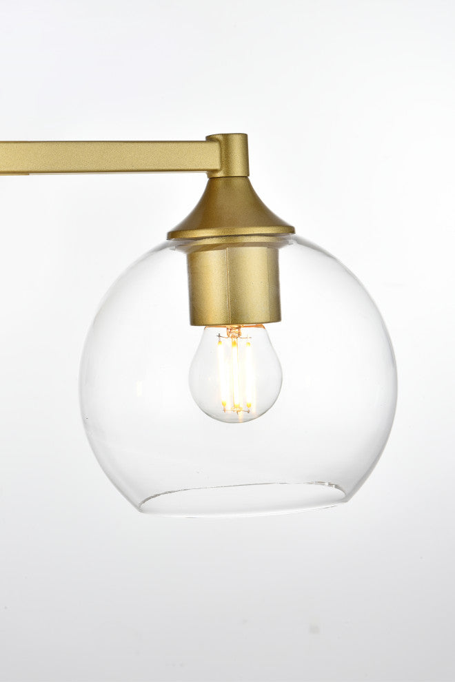 3 Light Brass And Clear Bath Sconce