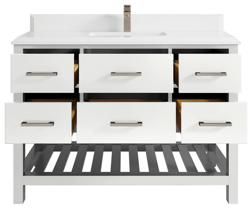 Parker 48 Single Sink Bath Vanity in White 1.5" White Quartz