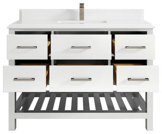Parker 48 Single Sink Bath Vanity in White 1.5" White Quartz