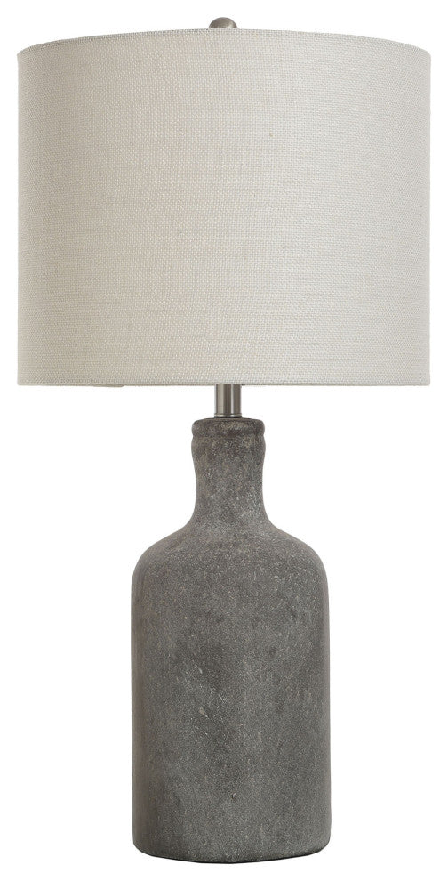 Olney, Textured Concrete Table Lamp with Drum Shade, Multi-Color Dark Gray