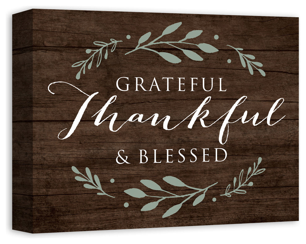 Grateful Thankful & Blessed Print on Canvas