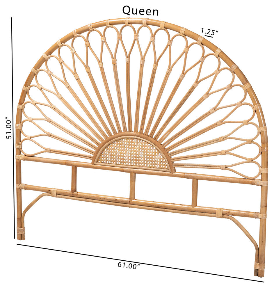 Perenna Modern Bohemian Natural Rattan King Size Standalone Headboard