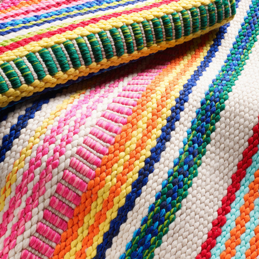 Dash & Albert Bright Stripe Handwoven Indoor/Outdoor Rug, Multi, 9' x 12'
