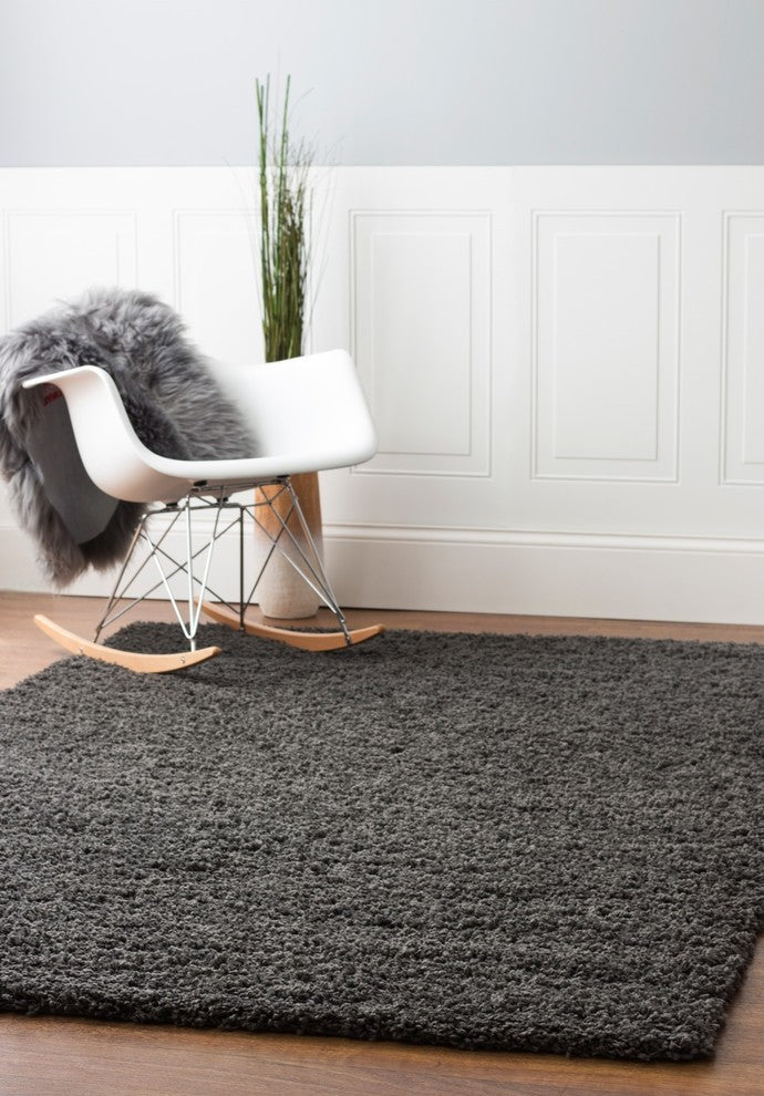 Louann Solid Shag Rug - Charcoal Gray - 6' 7" X 9' 6"