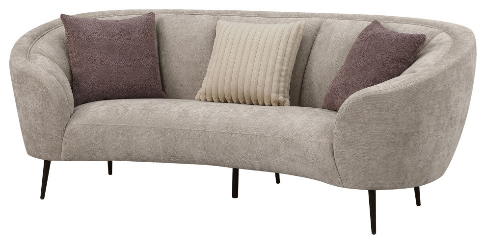 Ellorie Upholstered Channel Back Curved Sofa Beige