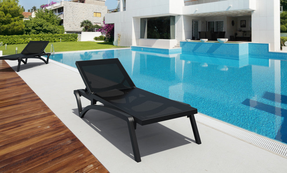 Compamia Pacific Sling Chaise Lounges, Black