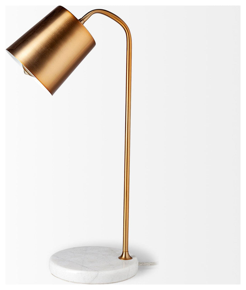 Gold Metallic Desk or Table Lamp With Marble Base