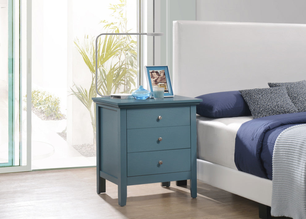 Whitley 3-Drawer Nightstand, Teal