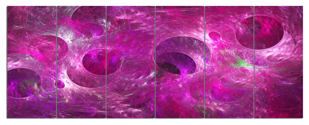Dark Pink Fractal Glass Texture, Abstract Canvas Art Print, 70"x28", 6 Panels