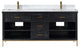 Kesia Black Oak Bathroom Vanity Set, 72", Without Mirror