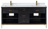 Kesia Black Oak Bathroom Vanity Set, 72", Without Mirror