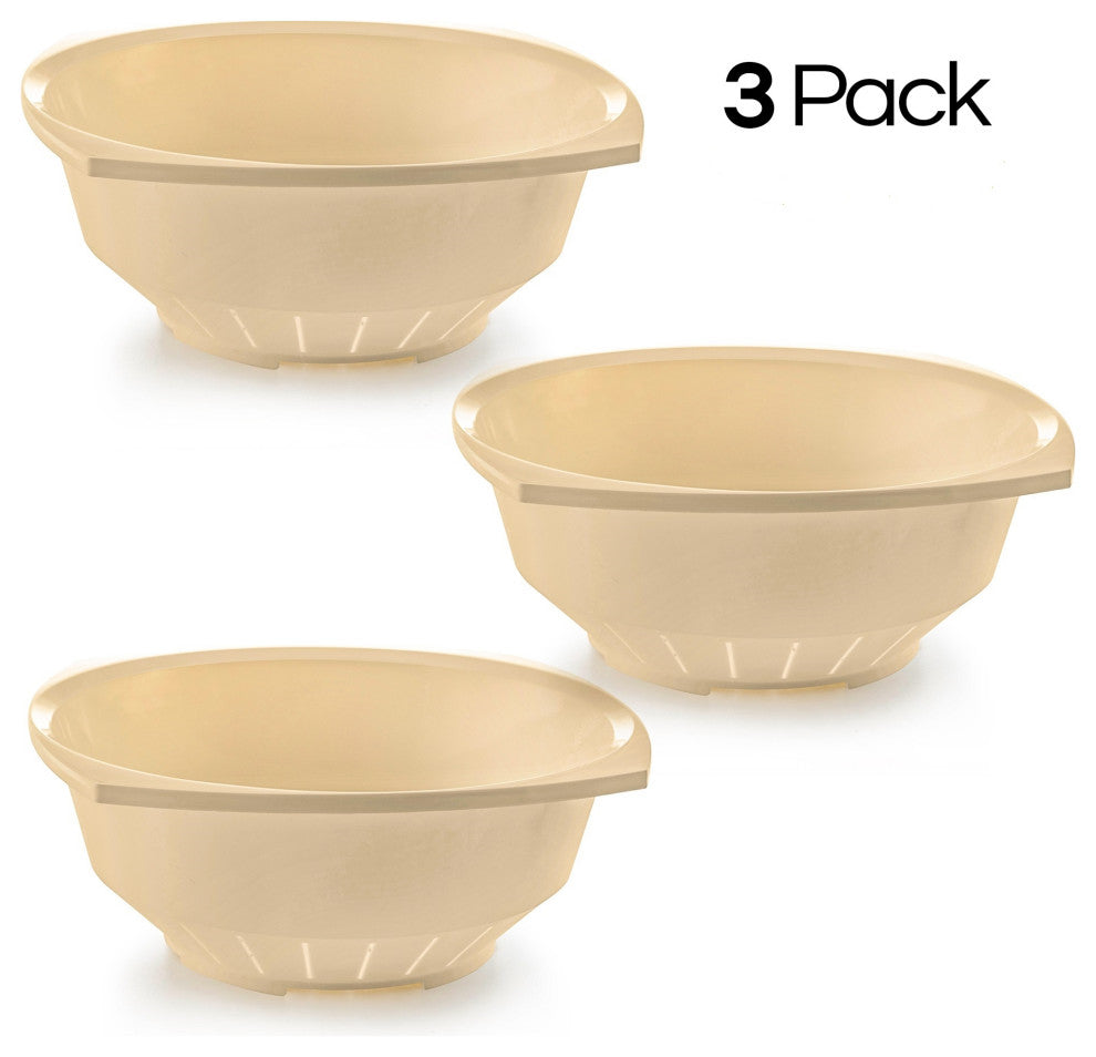 Plastic Colander Strainer for Spaghetti and Pasta, 10 Inches (3-PACK), Ivory