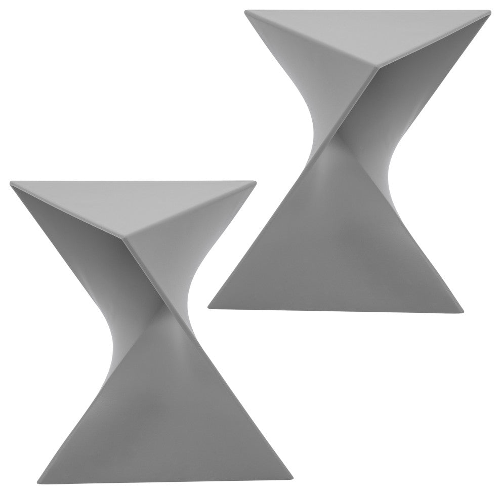 Leisuremod Randolph Modern Triangle Accent Side End Table, Gray, Set of 2