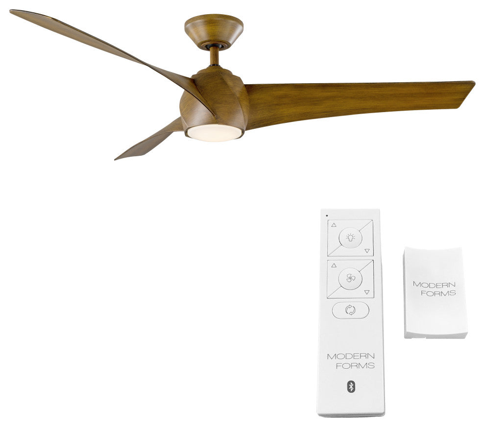 Twirl 58" Indoor/Outdoor Smart Ceiling Fan, Distressed Koa, 2700K Light Kit
