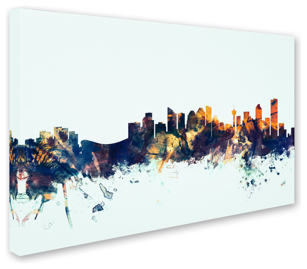 Michael Tompsett 'Calgary Canada Skyline Blue' Canvas Art, 30x47