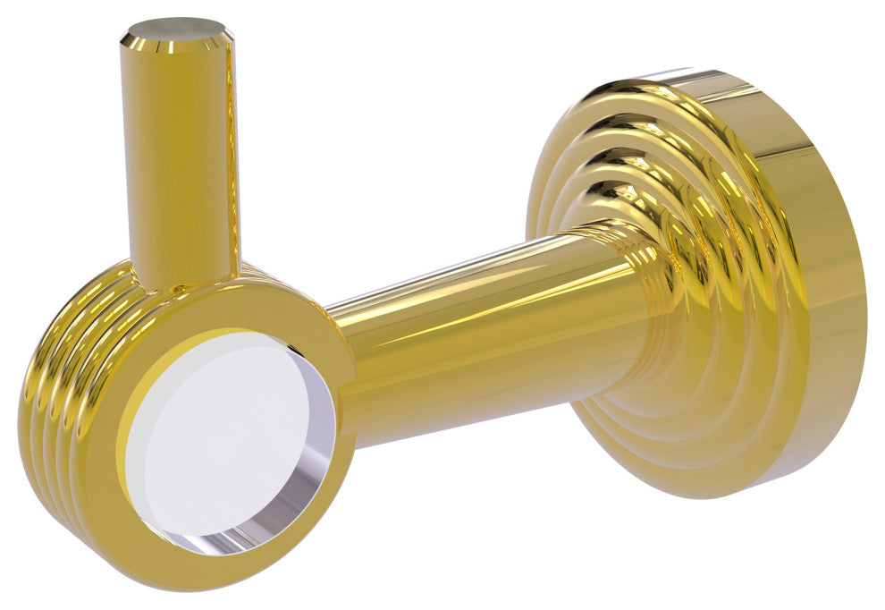 Pacific Beach Robe Hook with Groovy Accents, Polished Brass