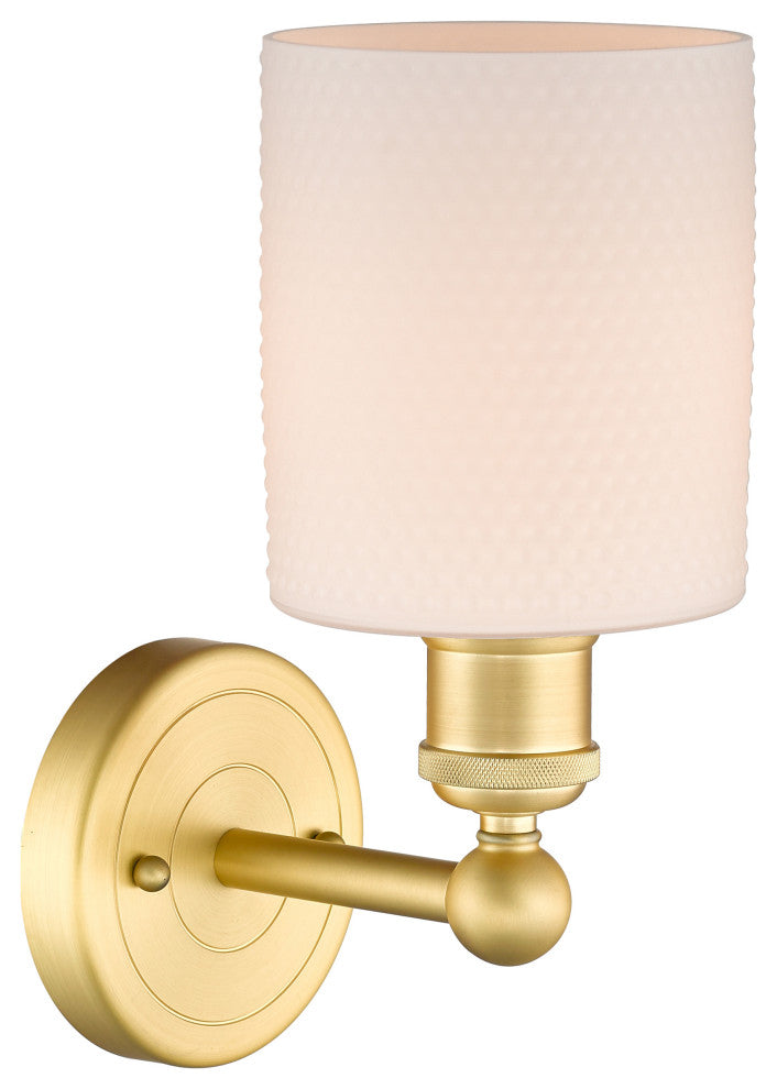 Edison Cobbleskill 1-Light 5" Sconce, Satin Gold Finish, Matte White Shade