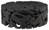 Teak Chunk Round Coffee Table, Black