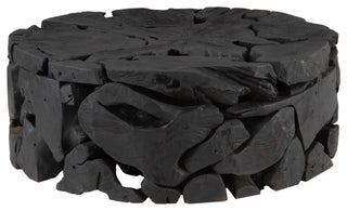 Teak Chunk Round Coffee Table, Black