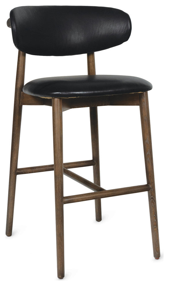 Ethan Leather Bar Stool, Black
