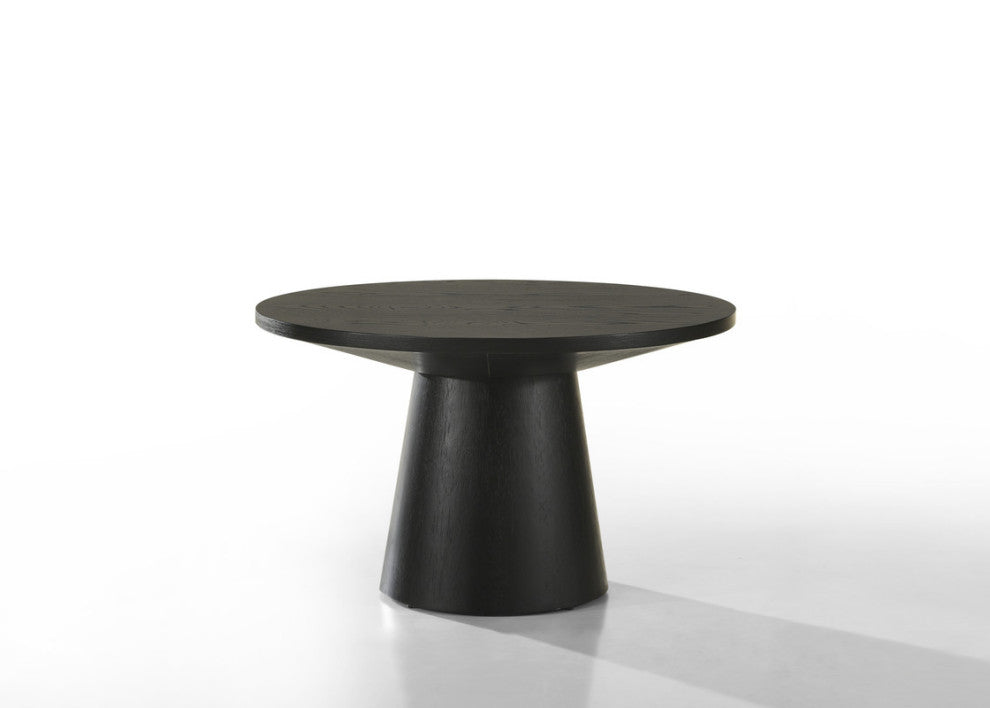 Jasper Ebony Black 29"W Round Coffee Table with Pedestal Base