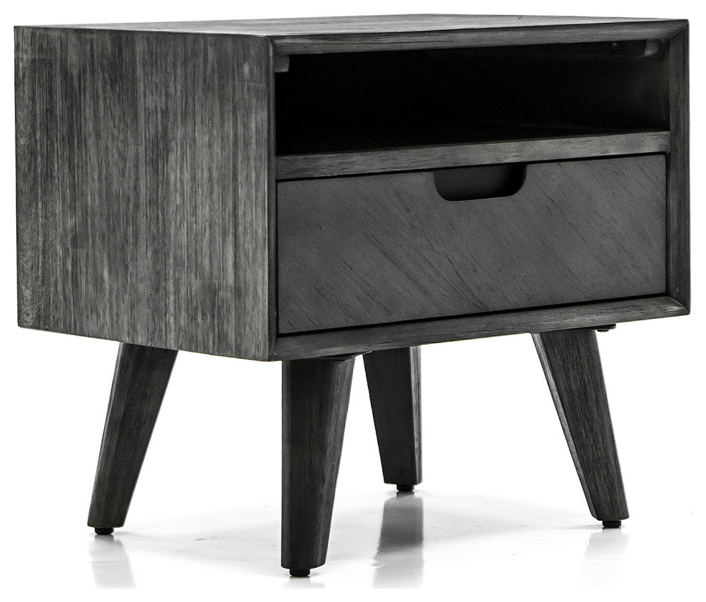 Mohave Mid-Century Tundra Grey Acacia Single Drawer Night Stand