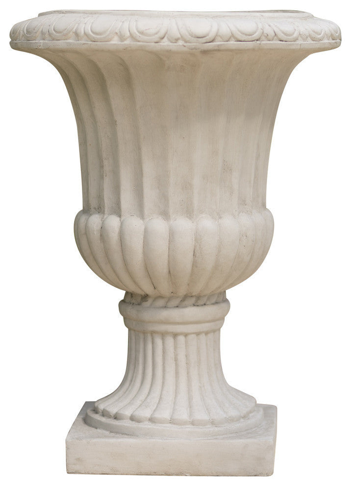 GDF Studio Napoli 26" Antique Stone Planter, White
