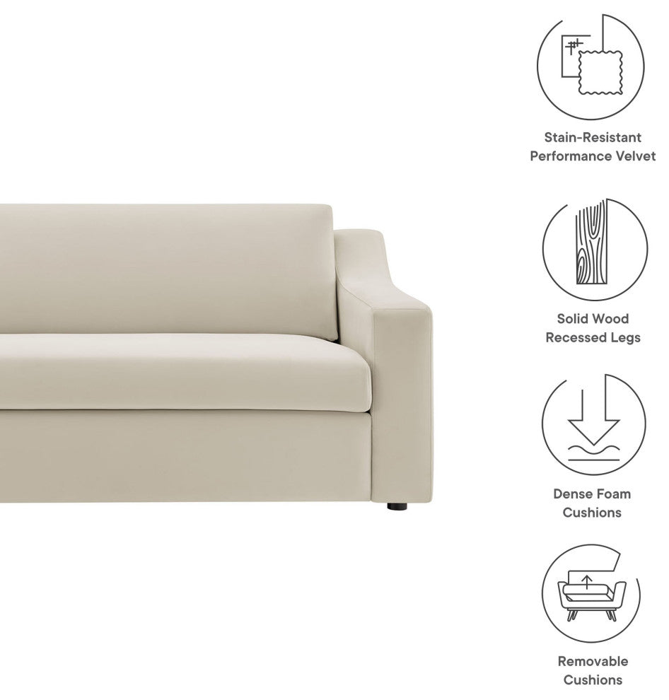 Liora Performance Velvet Sofa, Alabaster
