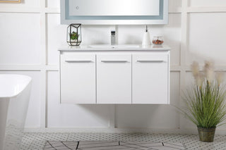 Single Bathroom Floating Vanity, White, 40"