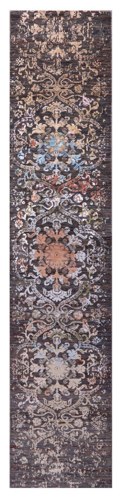 Modern Wool and Silk Hand-Knotted Runner Rug 2' 6" X 11' 11" Q9251