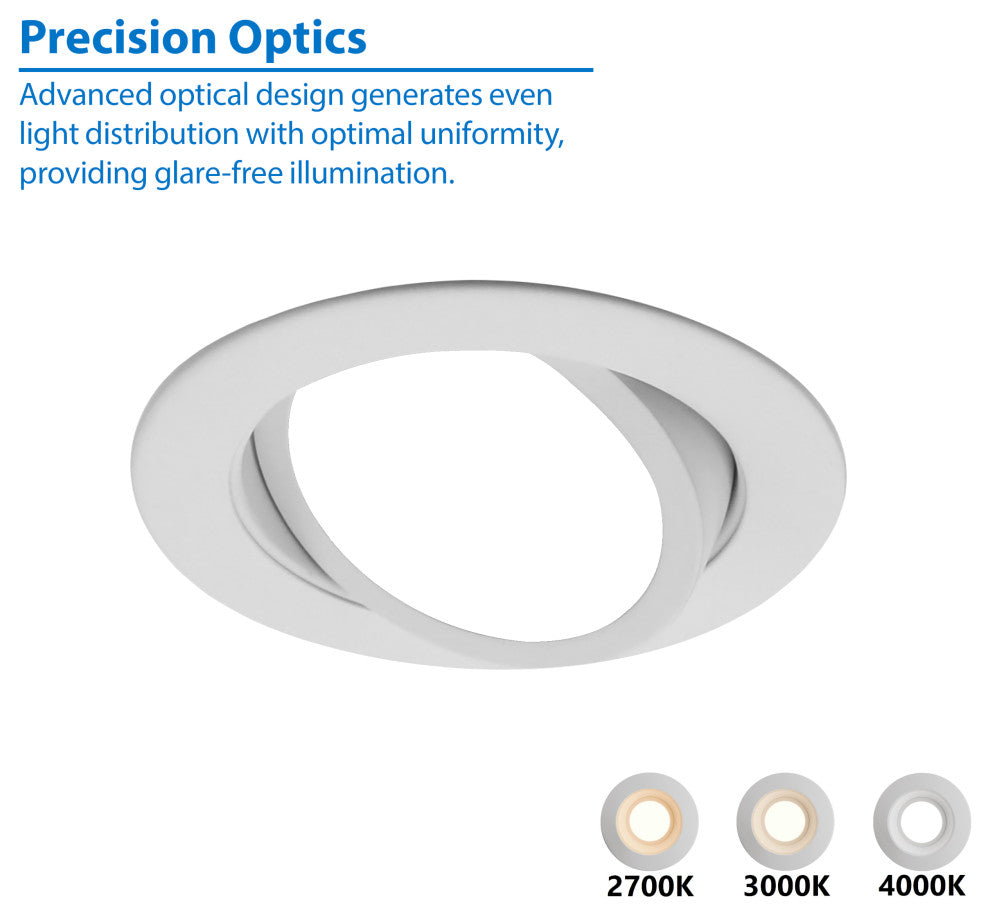 NICOR DLG4-10-120-3K-WH 4" LED Gimbal Downlight Retrofit Kit, 3000K