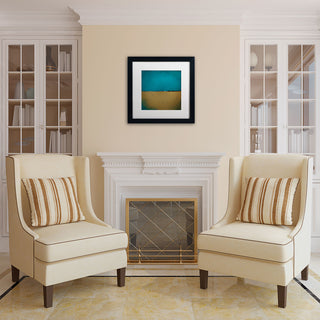 'Teal Horizon' Matted Framed Canvas Art by Nicole Dietz