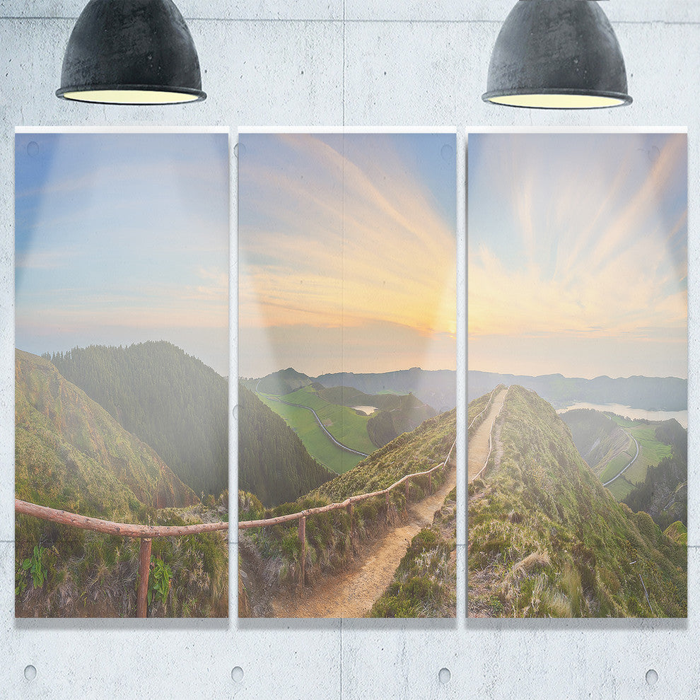 "Hiking Trail and Beautiful Lakes" Metal Wall Art, 3 Panels, 36"x28"