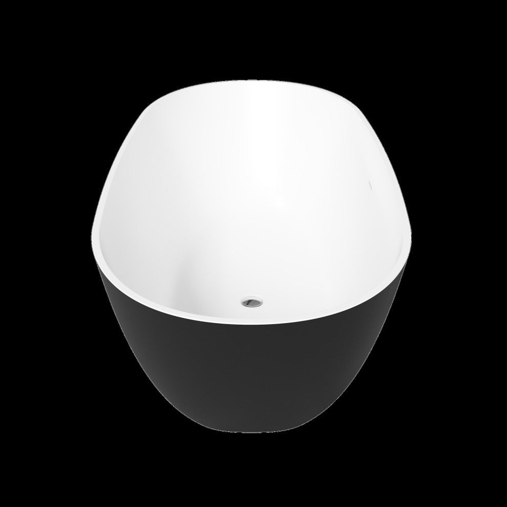 Perlato Genova 70" Eco-Lapistone Freestanding Soaking Tub, Matte Black