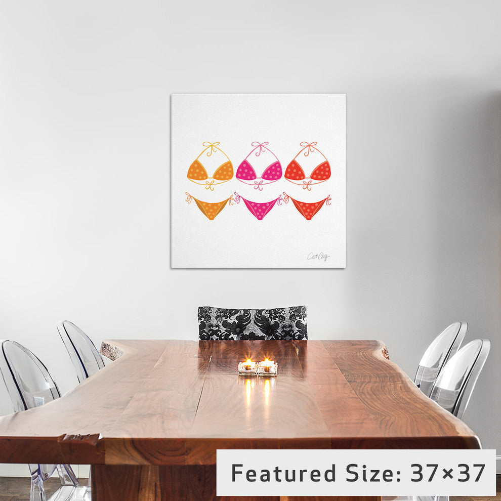 "Bikini Pinks" Print by Cat Coquillette, 37"x37"x1.5"
