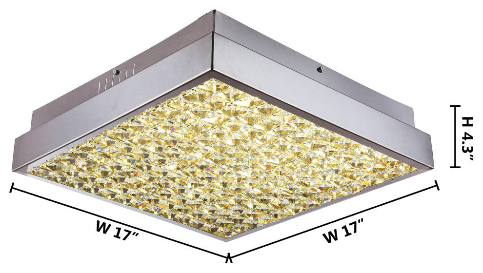 Clear Crystal Boxed Flushmount With Chrome Frame