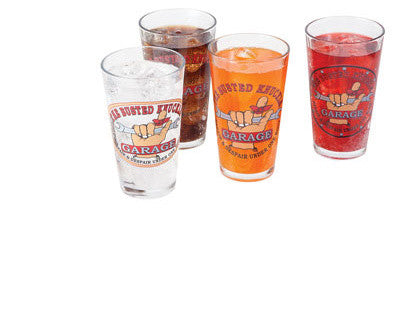Busted Knuckle Garage Pint Glasses, 4-Piece Set