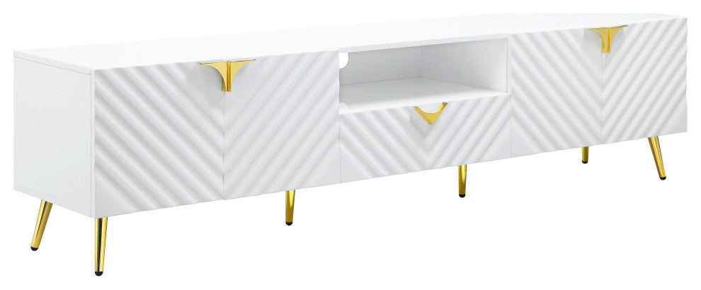 ACME Gaines TV Stand, White High Gloss Finish