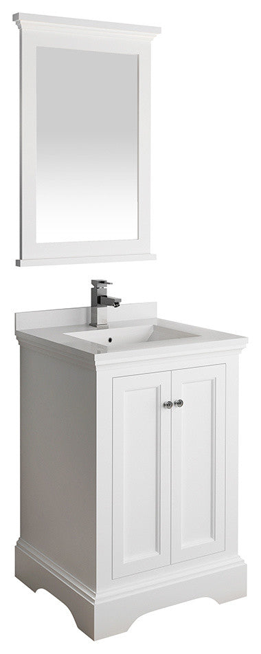 Fresca Windsor 24" Matte White Traditional Bathroom Vanity With Mirror