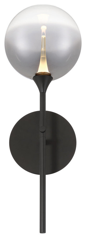 Iissa, Wall Sconce, 19", Matte Black, Smoked Glass