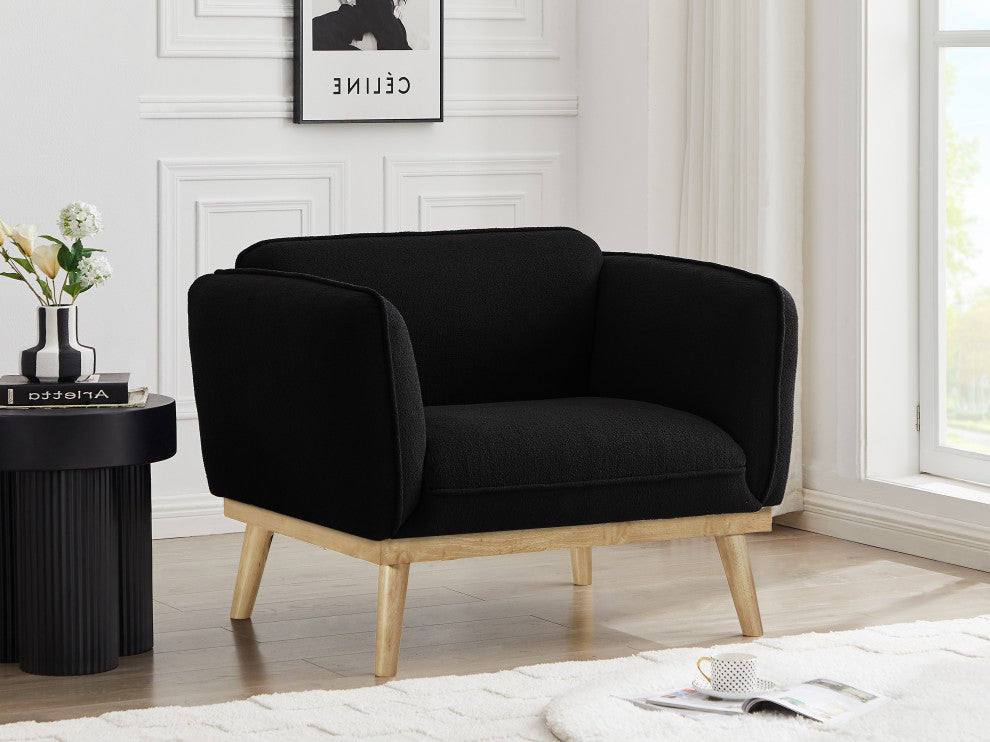 Nolita Boucle Fabric Upholstered Chair, Black