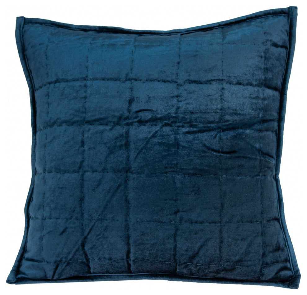 20" X 7" X 20" Navy Blue Solid Quilted Pillow Cover With Down Insert