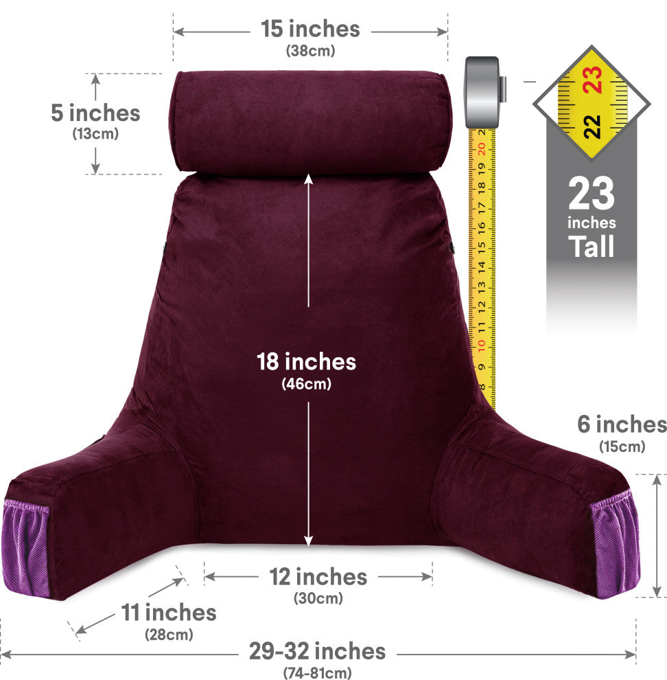 Medium Husband Pillow Mauve Purple Removable Neck Roll, Reversible Cover