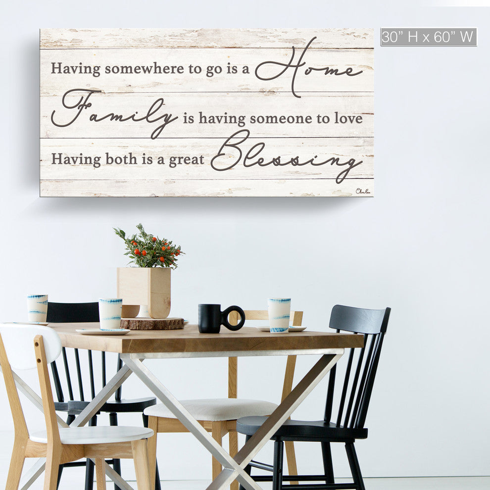 Family Blessing Wrapped Canvas Textual Harvest Wall Art, 30"x60"