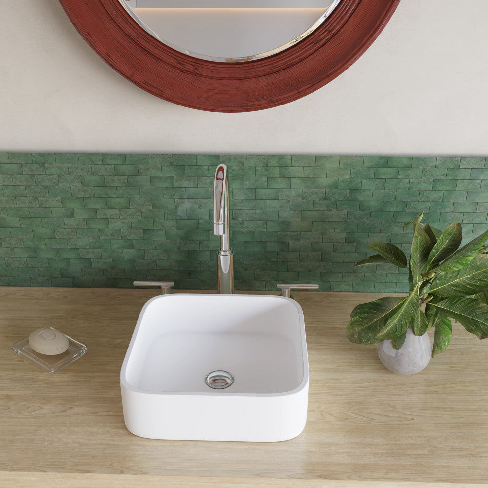 CastelloUSA Susan Solid Surface Square Vessel Sink