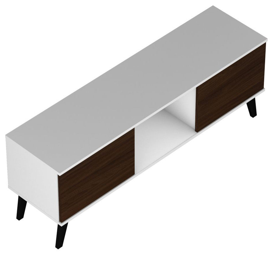 Doyers 53" TV Stand, White and Nut Brown