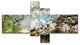 Apple Blossoms With White Flowers, Floral Art Canvas Print, 60"x32", 4 panels